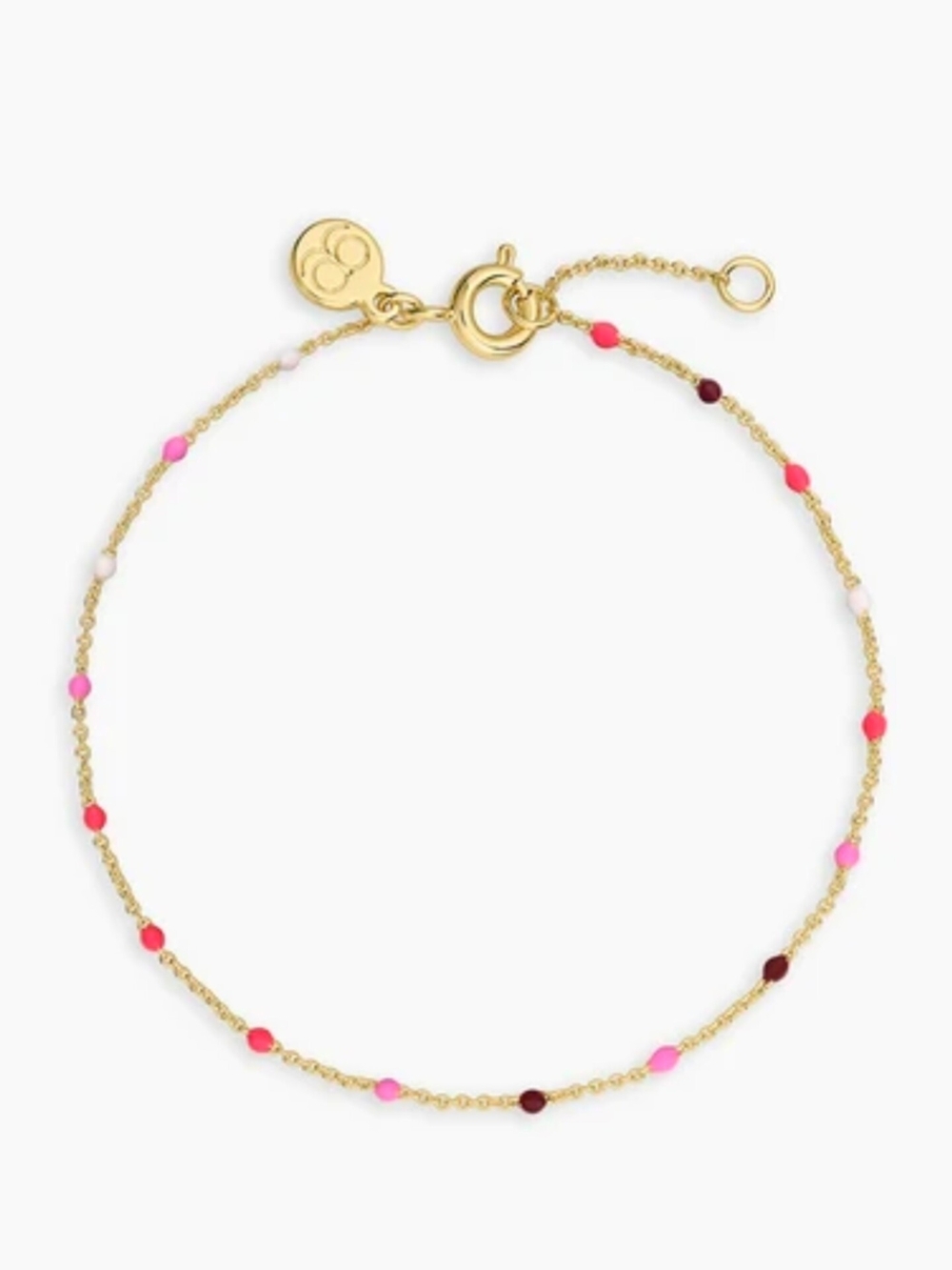 Gold Beaded Chain Bracelet with Pink Accent Beads